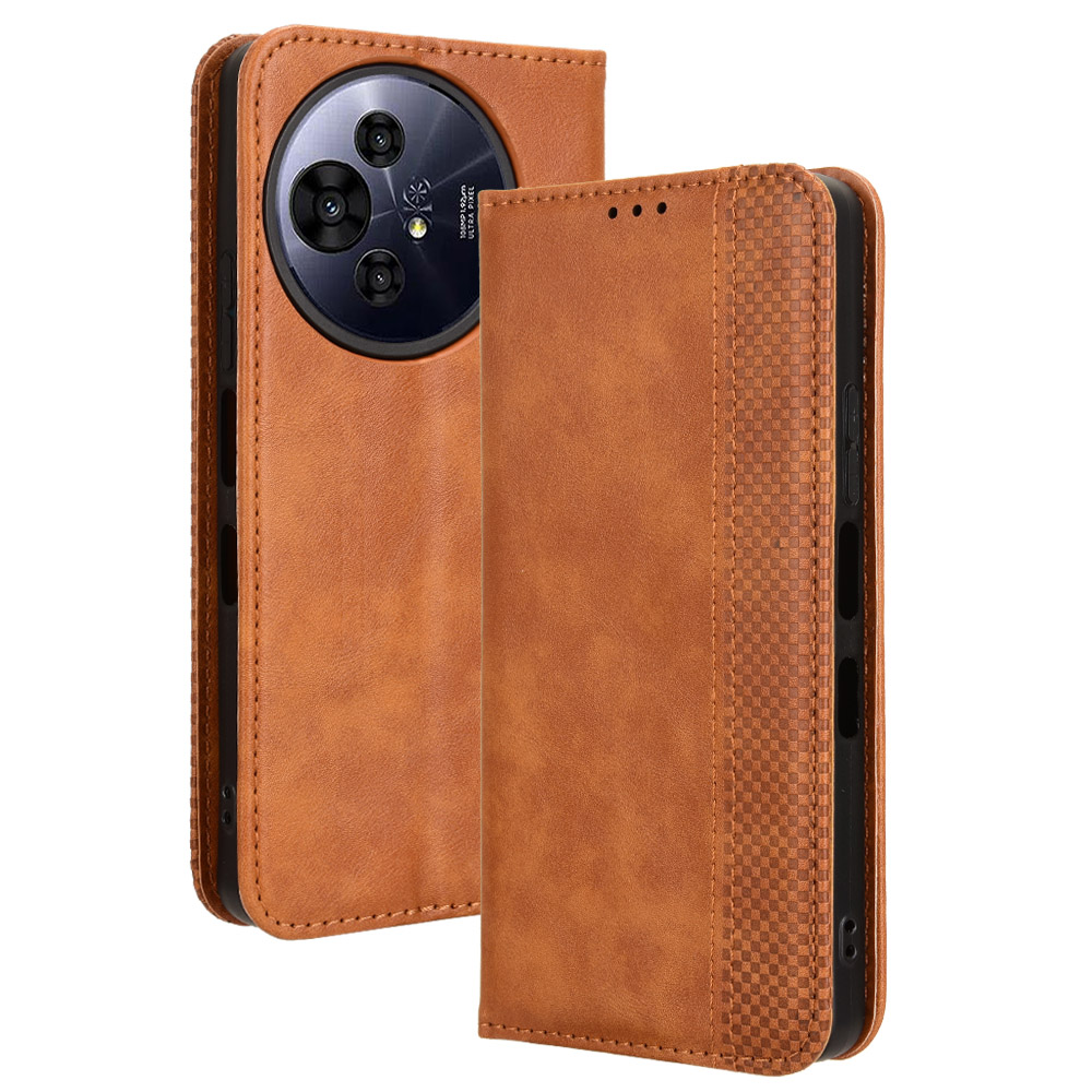 For TCL 50 Pro Nxtpaper 5G / 50 Nxtpaper 5G / TCL P10 / 60 XE NxtPaper 5G Leather Case Wallet Stand Retro Texture Phone Cover - Brown