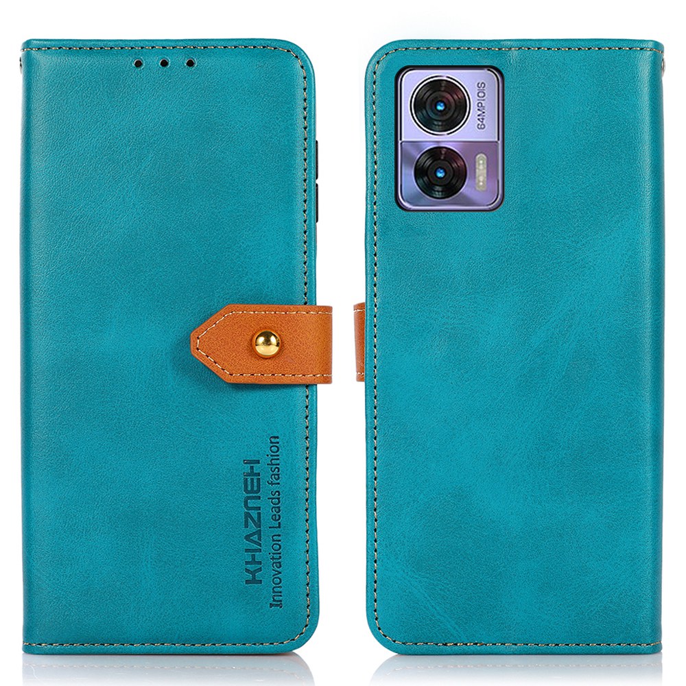 

Khazneh Für Motorola Edge 30 Neo 5G Schockfeste Hülle Goldener Magnetschnalle Brieftasche Telefonhülle PU Lederständer Schutzabdeckung - Blau, Motorola Edge 30 Neo 5G