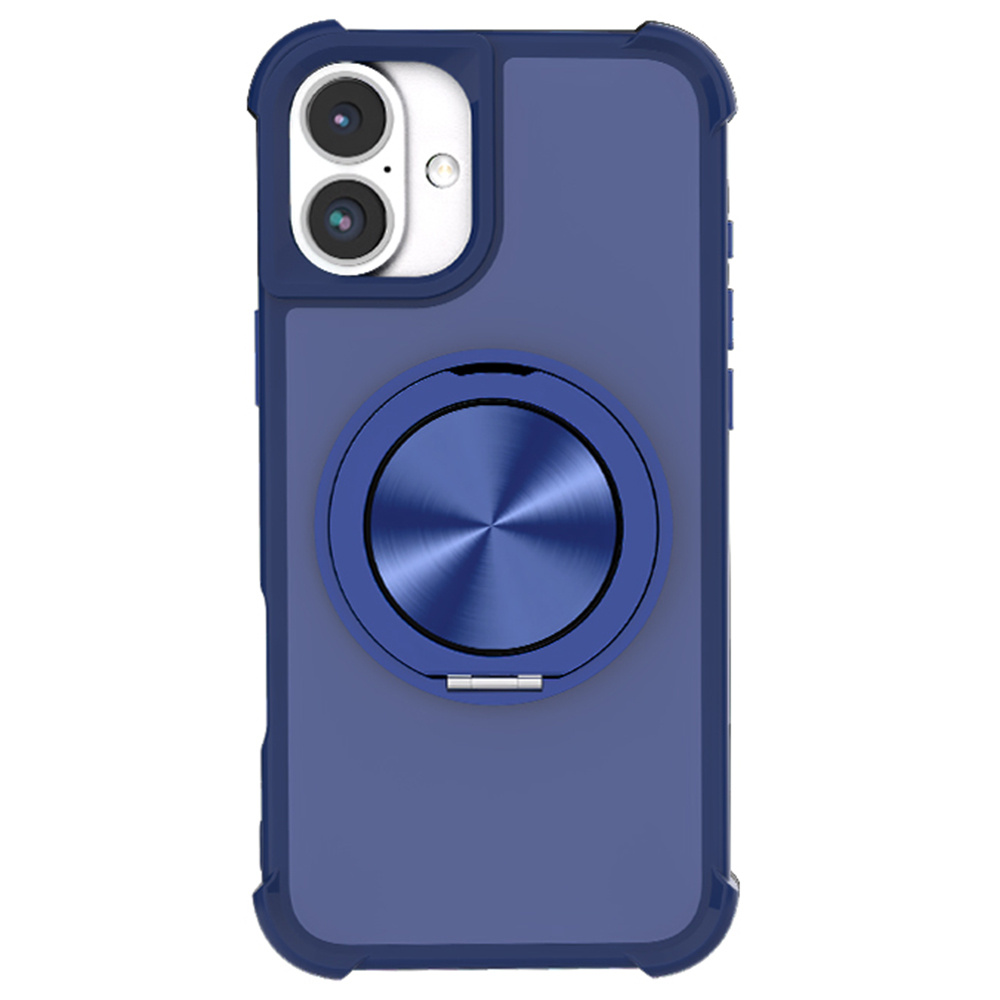 For iPhone 16 Case Compatble with MagSafe CD Vein Kickstand TPU+PC Phone Cover - Blue