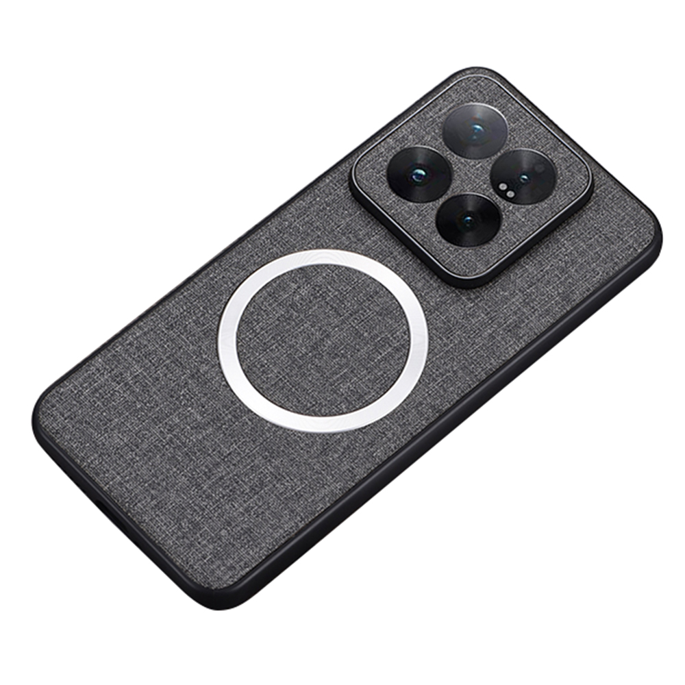 For Xiaomi 14T Magnetic Case Drop-Proof TPU+Cloth Back Phone Cover - Grey