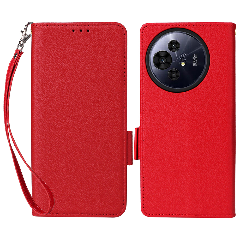 For TCL 50 Pro Nxtpaper 5G / 50 Nxtpaper 5G / TCL P10 / 60 XE NxtPaper 5G Case with Wrist Strap Litchi Texture PU Leather Phone Cover - Red