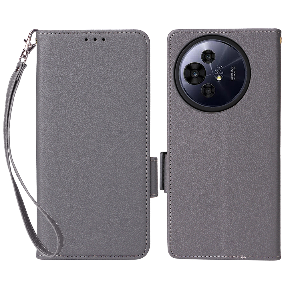 For TCL 50 Pro Nxtpaper 5G / 50 Nxtpaper 5G / TCL P10 / 60 XE NxtPaper 5G Case with Wrist Strap Litchi Texture PU Leather Phone Cover - Grey