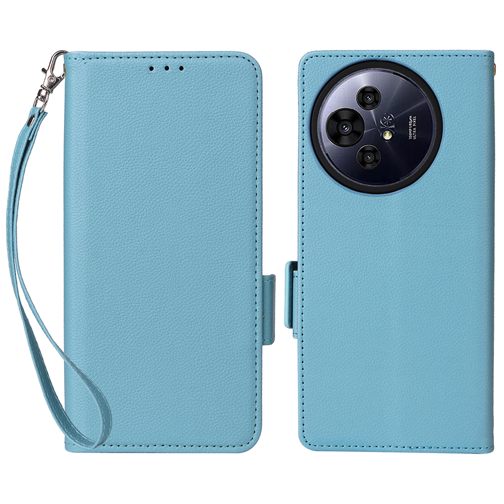 For TCL 50 Pro Nxtpaper 5G / 50 Nxtpaper 5G / TCL P10 / 60 XE NxtPaper 5G Case with Wrist Strap Litchi Texture PU Leather Phone Cover - Baby Blue
