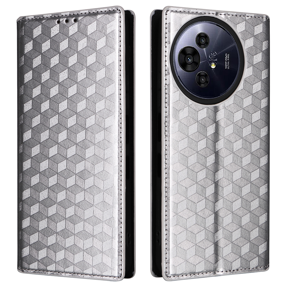 For TCL 50 Pro Nxtpaper 5G / 50 Nxtpaper 5G / TCL P10 / 60 XE NxtPaper 5G Wallet Case Rhombus Imprinted Leather Phone Cover - Silver
