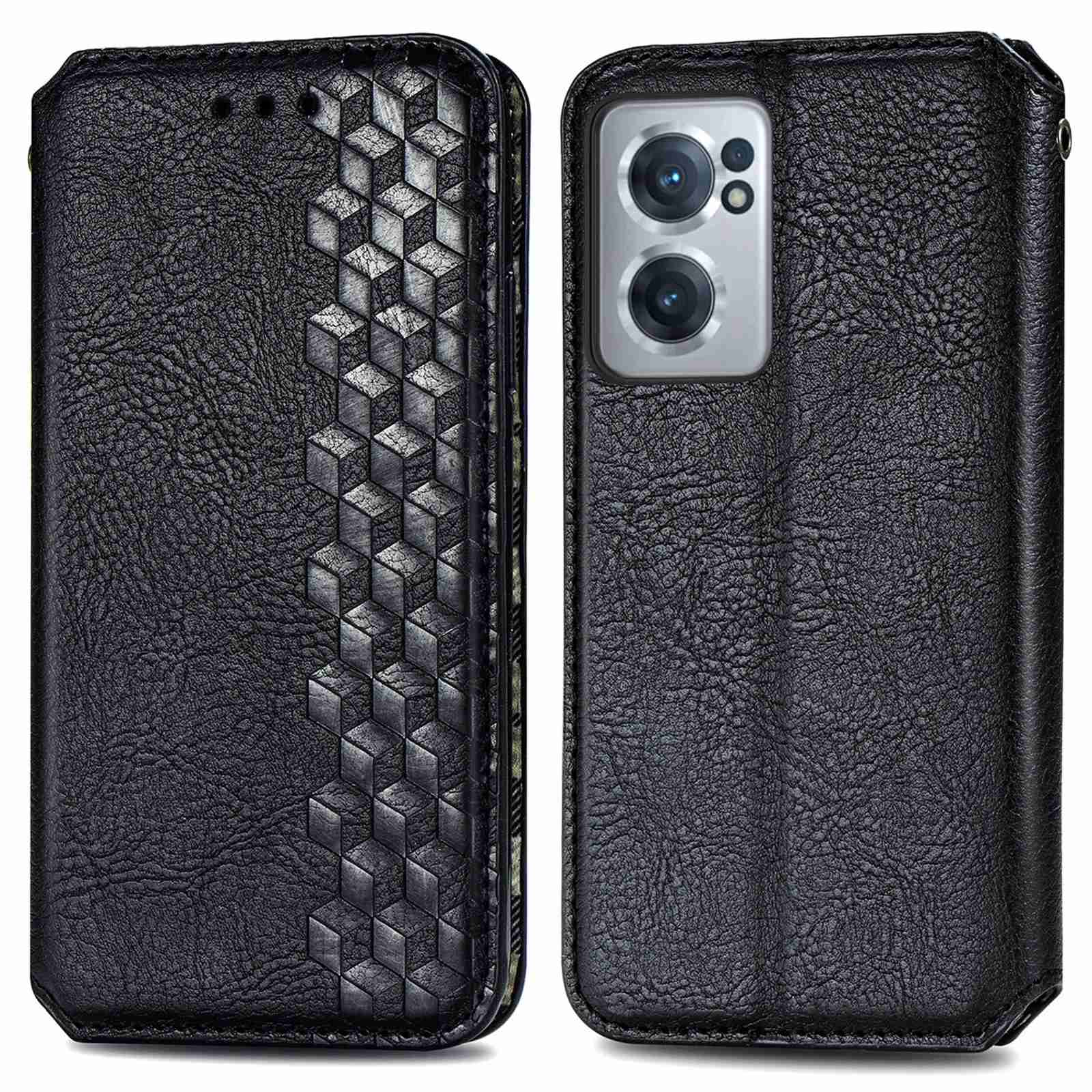 

Für OnePlus Nord CE 2 5G Rhombus-prägen PU Leder Brieftasche - Schwarz, OnePlus Nord CE 2 5G