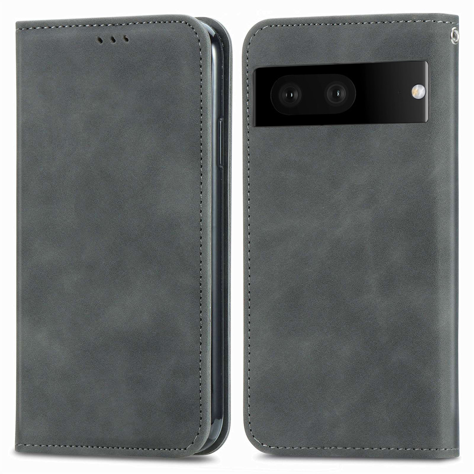 

Für Google Pixel 7 5G Magnetic Auto-absorbiertes Retro-pu-leder-deckungsabdeckungshülle Schockdelie. - Grau, Google Pixel 7 5G