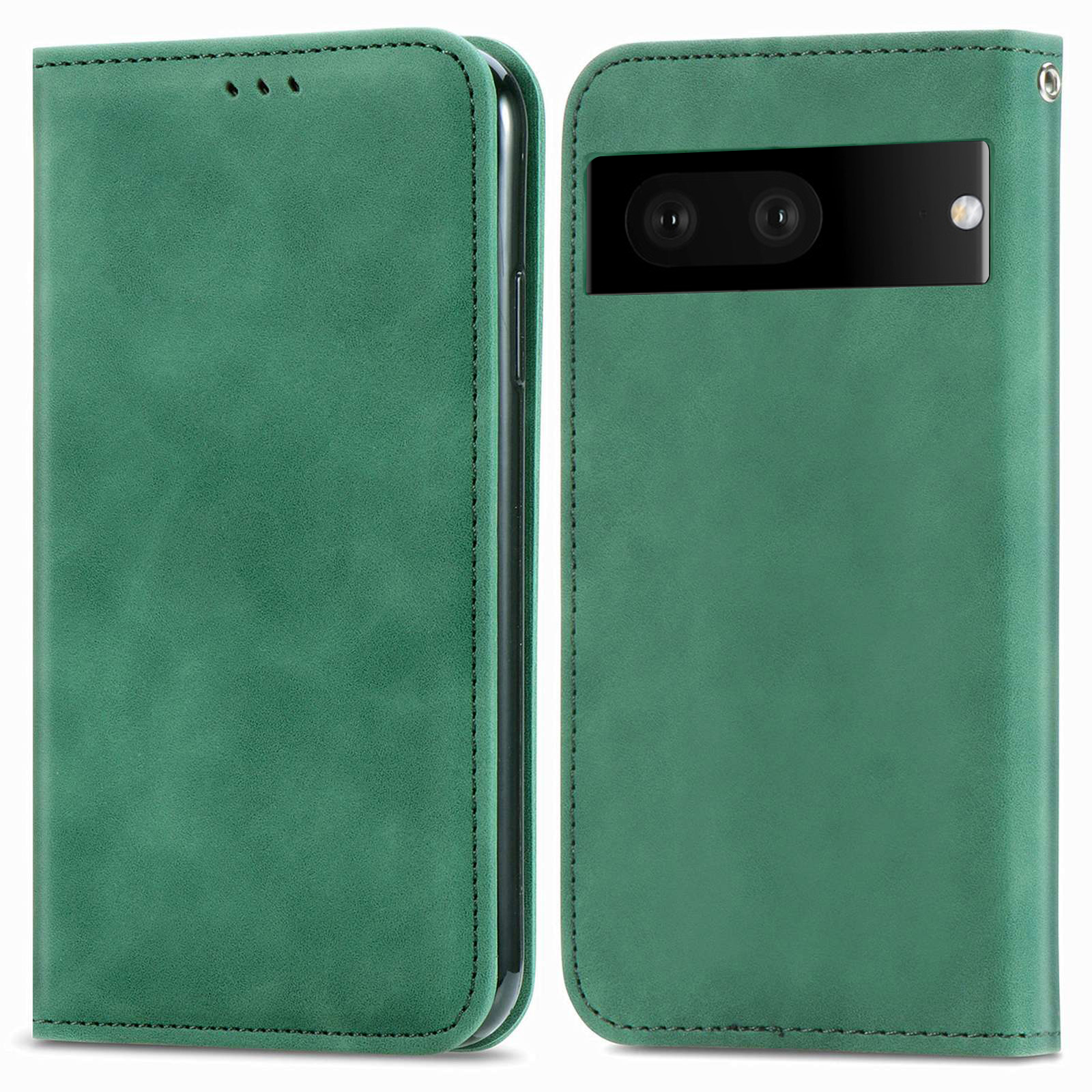 

Für Google Pixel 7 5G Magnetic Auto-absorbiertes Retro-pu-leder-deckungsabdeckungshülle Schockdelie. - Grün, Google Pixel 7 5G