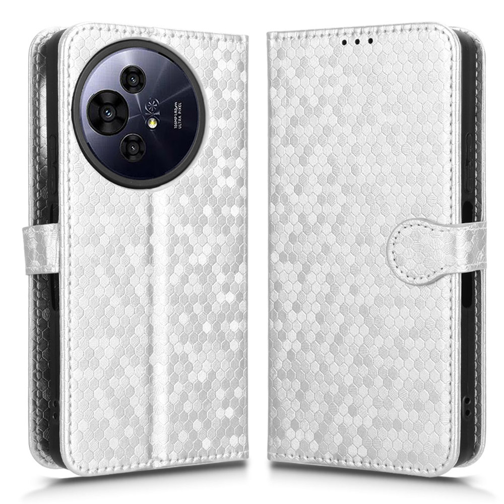 For TCL 50 Pro NxtPaper 5G / 50 NxtPaper 5G Wallet Case Dot Pattern Imprint PU Leather Phone Cover - Silver