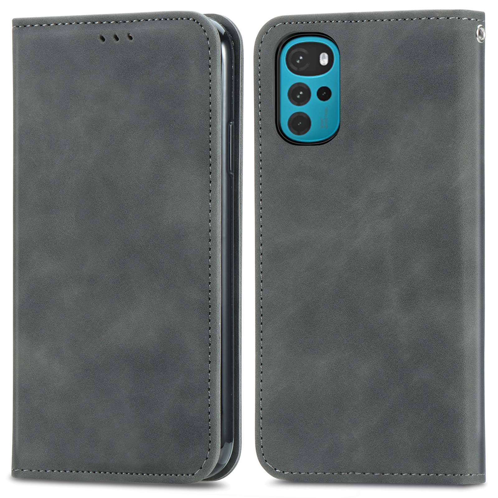 

Für Motorola Moto G22 / E32 4G / E32s 4G Retro PU Leder Stand Card Slots Fall Haut-touch-magnetabsorption Flip Abdeckung - Grau, Motorola Moto G22
