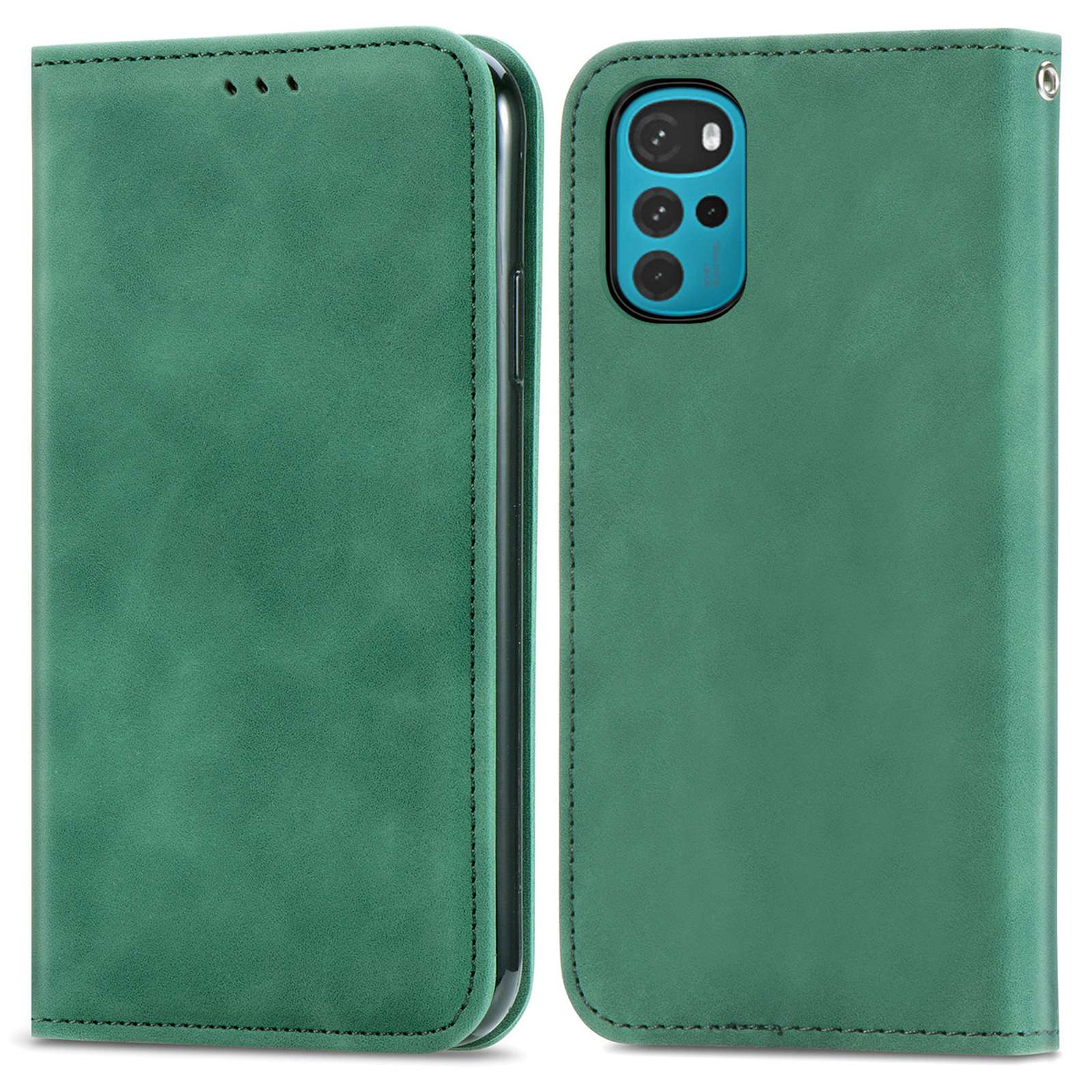 

Für Motorola Moto G22 / E32 4G / E32s 4G Retro PU Leder Stand Card Slots Fall Haut-touch-magnetabsorption Flip Abdeckung - Grün, Motorola Moto G22
