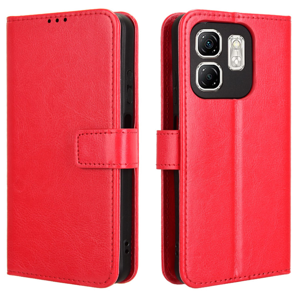 For Infinix Hot 50i 4G X6531 / Smart 9 4G X6532 Case Crazy Horse Texture PU Leather Phone Wallet Cover - Red