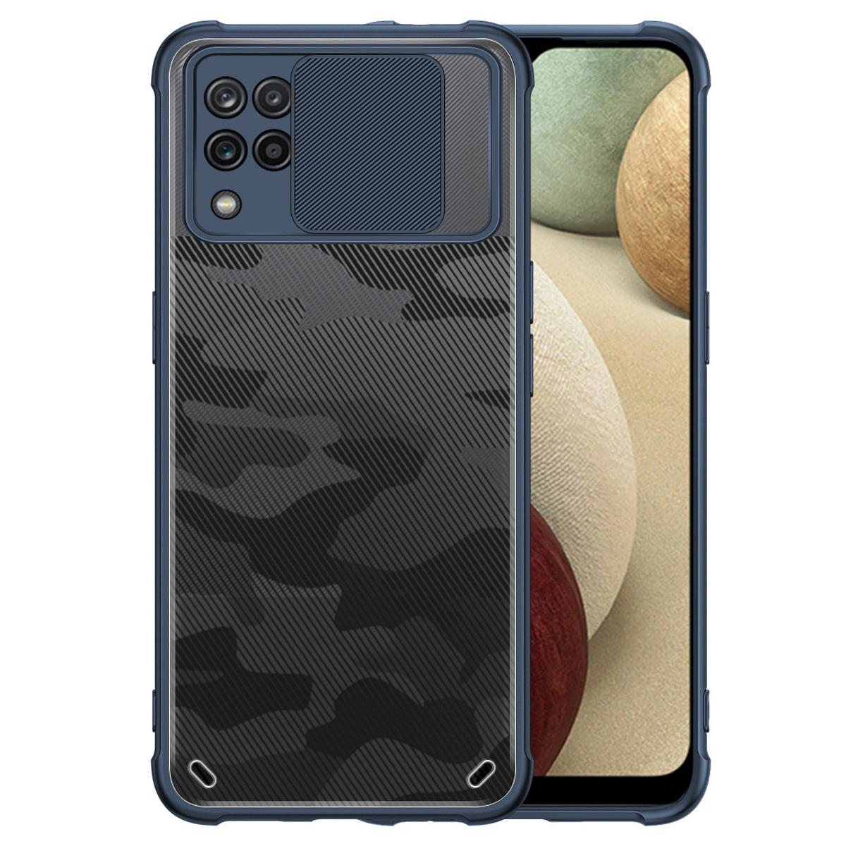 

Rzants Case Phore Для Samsung Galaxy M12 / A12, Камуфляжный Шаблон Tpu+акриловый Телефон с Линзой с Защитной Крышкой с Линзой. - Черный, Galaxy A12