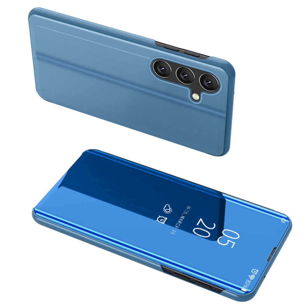 For Samsung Galaxy S24 FE Case View Window Stand Leather Flip Phone Cover - Blue