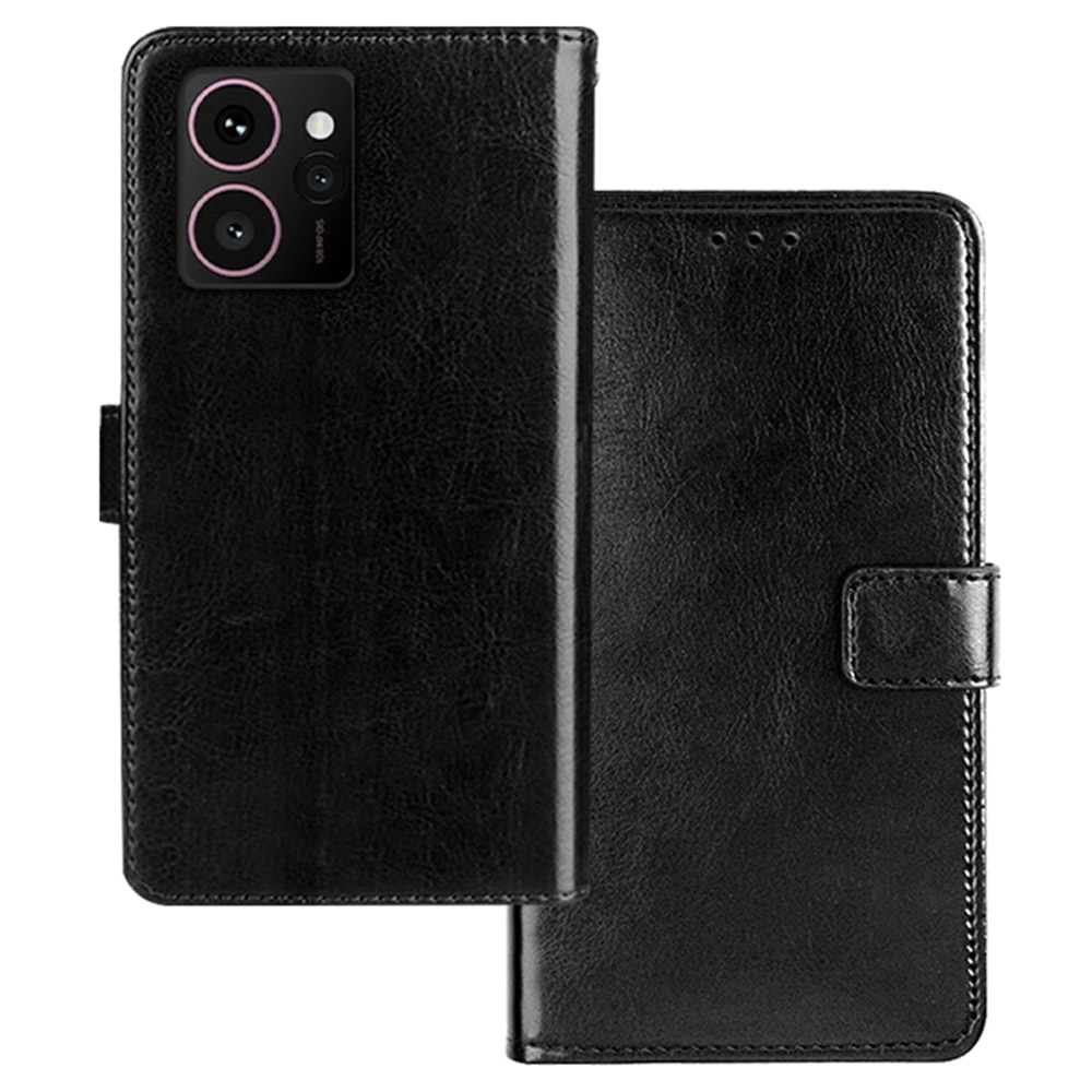 IDEWEI for HMD Skyline Case Card Slots Holder Leather Phone Cover Crazy Horse Texture - Black