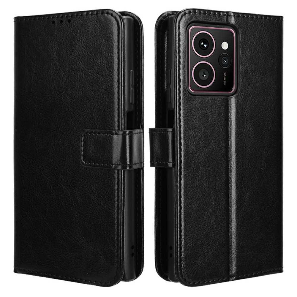 For HMD Skyline Case Crazy Horse Texture PU Leather Phone Wallet Cover - Black