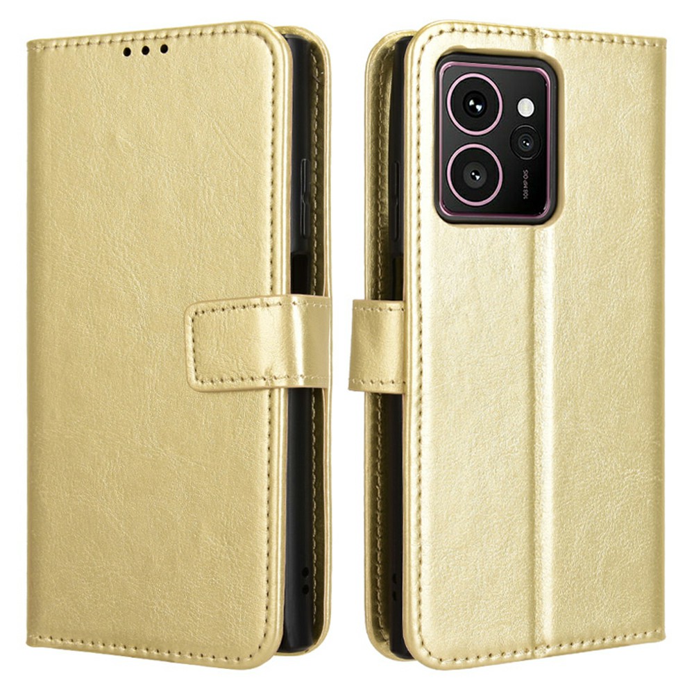 For HMD Skyline Case Crazy Horse Texture PU Leather Phone Wallet Cover - Gold
