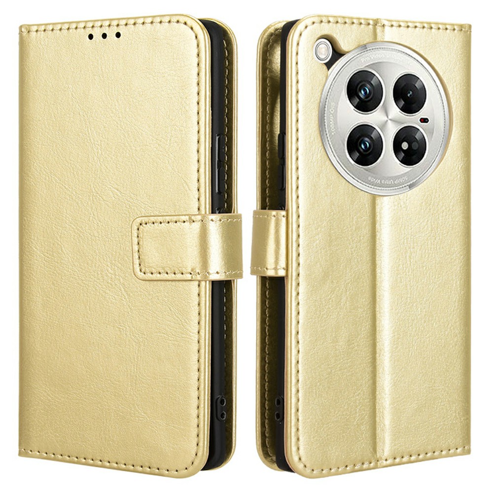 For Infinix Zero 40 5G X6861 Case Crazy Horse Texture PU Leather Phone Wallet Cover - Gold