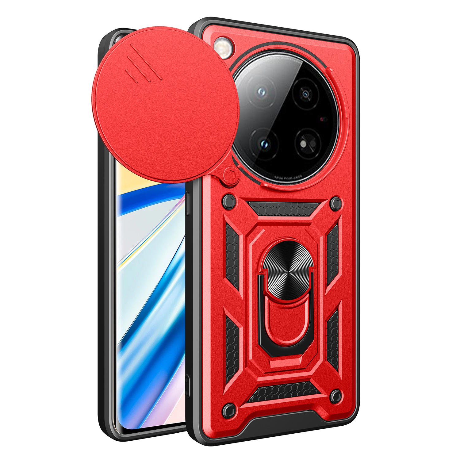 For Infinix Zero 40 5G Case with Slide Camera Lid PC+TPU Kickstand Phone Cover - Red
