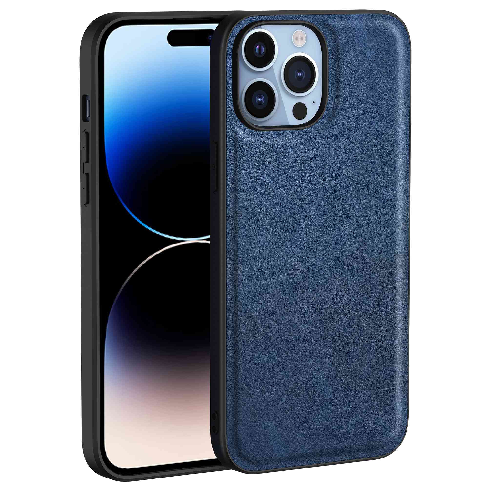 

Для Iphone 14 Pro Max Retro PU Кожаный Покрытый Кожа - Синий, iPhone 14 Pro Max