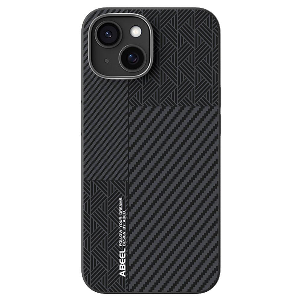 ABEEL For iPhone 14 Case PC + TPU + Aluminum Alloy + PU Leather Slim Phone Back Cover Compatible with MagSafe - Texture 3