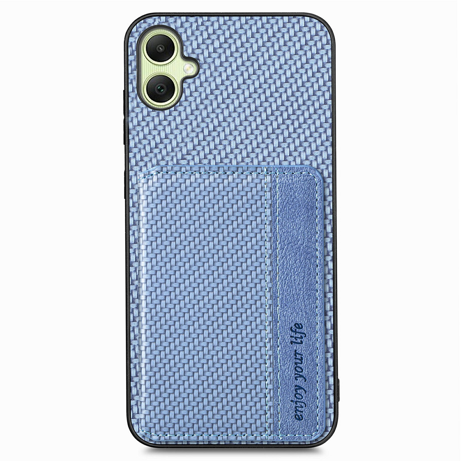 For Samsung Galaxy A06 4G Case RFID Blocking Card Holder Carbon Fiber Leather+PC+TPU Phone Cover - Blue