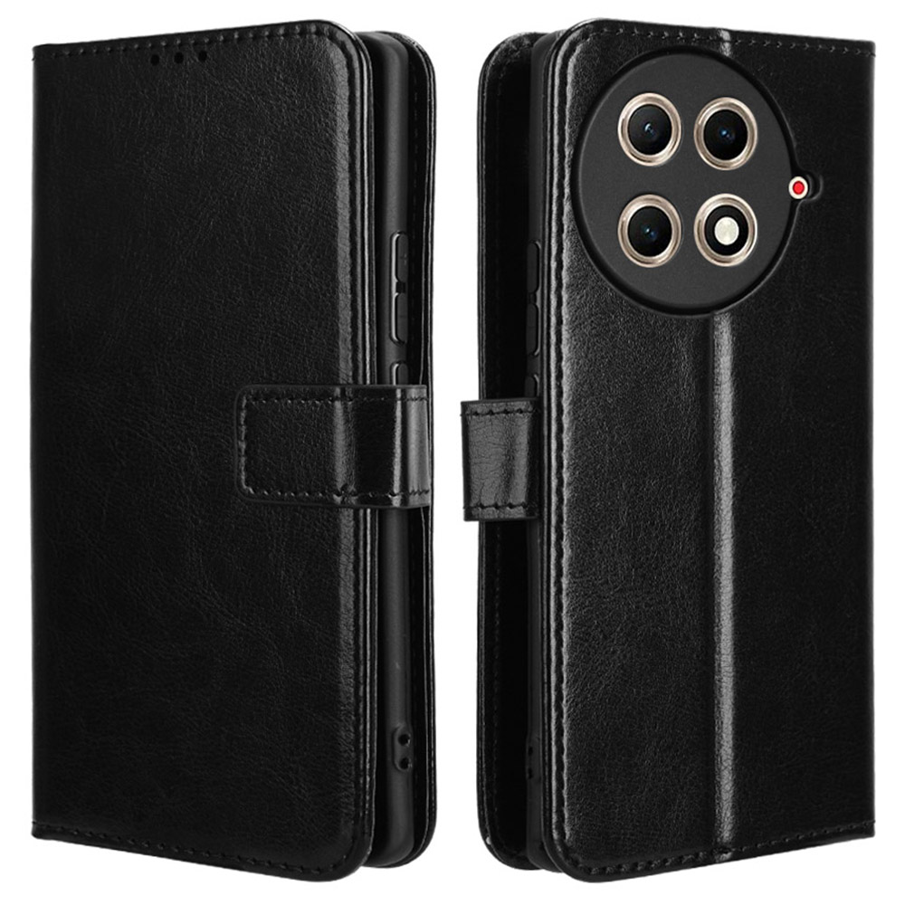 For TECNO Camon 30S 4G / 30S Pro 4G Case Crazy Horse Texture PU Leather Phone Wallet Cover - Black