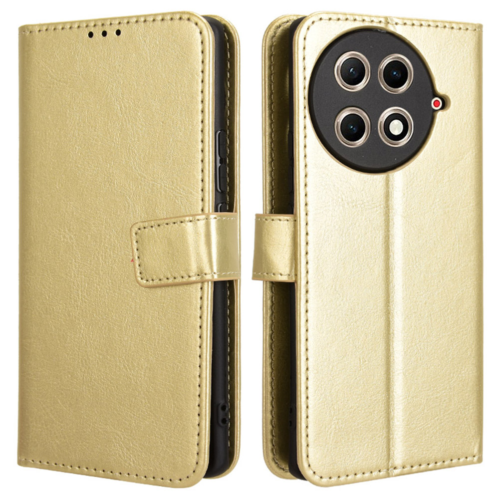 For TECNO Camon 30S 4G / 30S Pro 4G Case Crazy Horse Texture PU Leather Phone Wallet Cover - Gold
