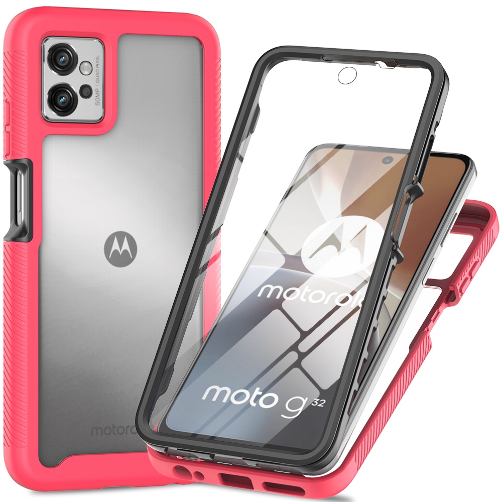 

Für Motorola Moto G32 4G PET PET -screen -protektor -telefonfall PC + TPU Vollschutz Hybridabdeckung - Rosa, Motorola Moto G32 4G
