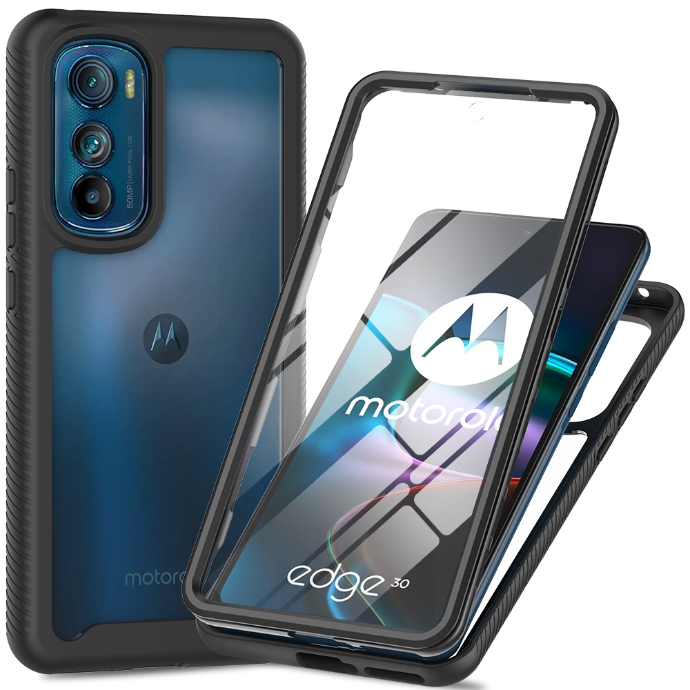 

Für Motorola Edge 30 5G Hard PC + Soft Tpu-hülle Pet-bildschirmschutz Drop-proof-telefonabdeckung - Schwarz, Motorola Edge 30 5G