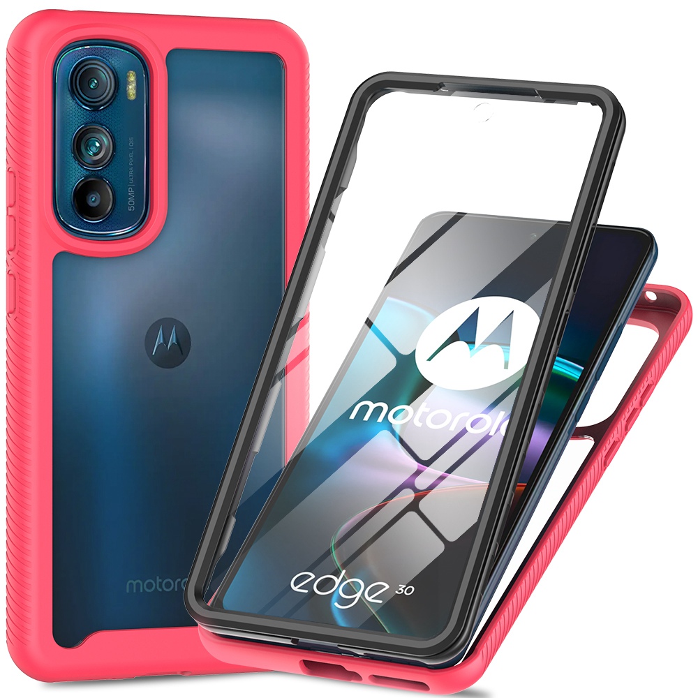

Für Motorola Edge 30 5G Hard PC + Soft Tpu-hülle Pet-bildschirmschutz Drop-proof-telefonabdeckung - Rosa, Motorola Edge 30 5G