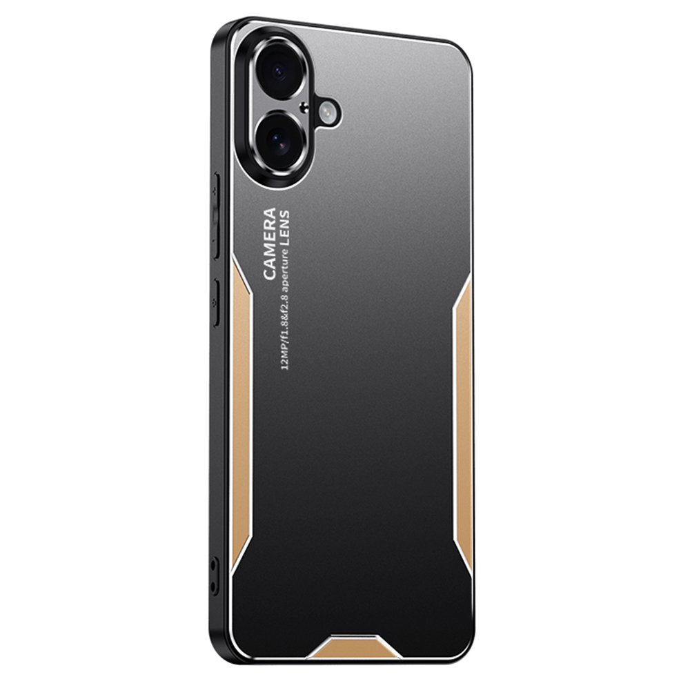 For iPhone 16 Phone Case Aluminium Alloy TPU PC Back Cover - Gold