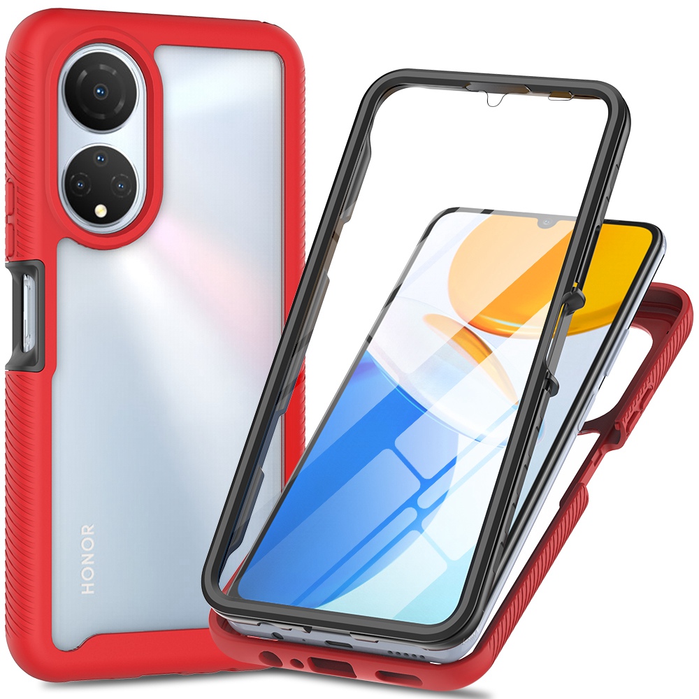 

PC + TPU + Pet-bildschirmschutzhülle Für Honor X7, Allround-schutzhandyabdeckung - Rot, Honor X7