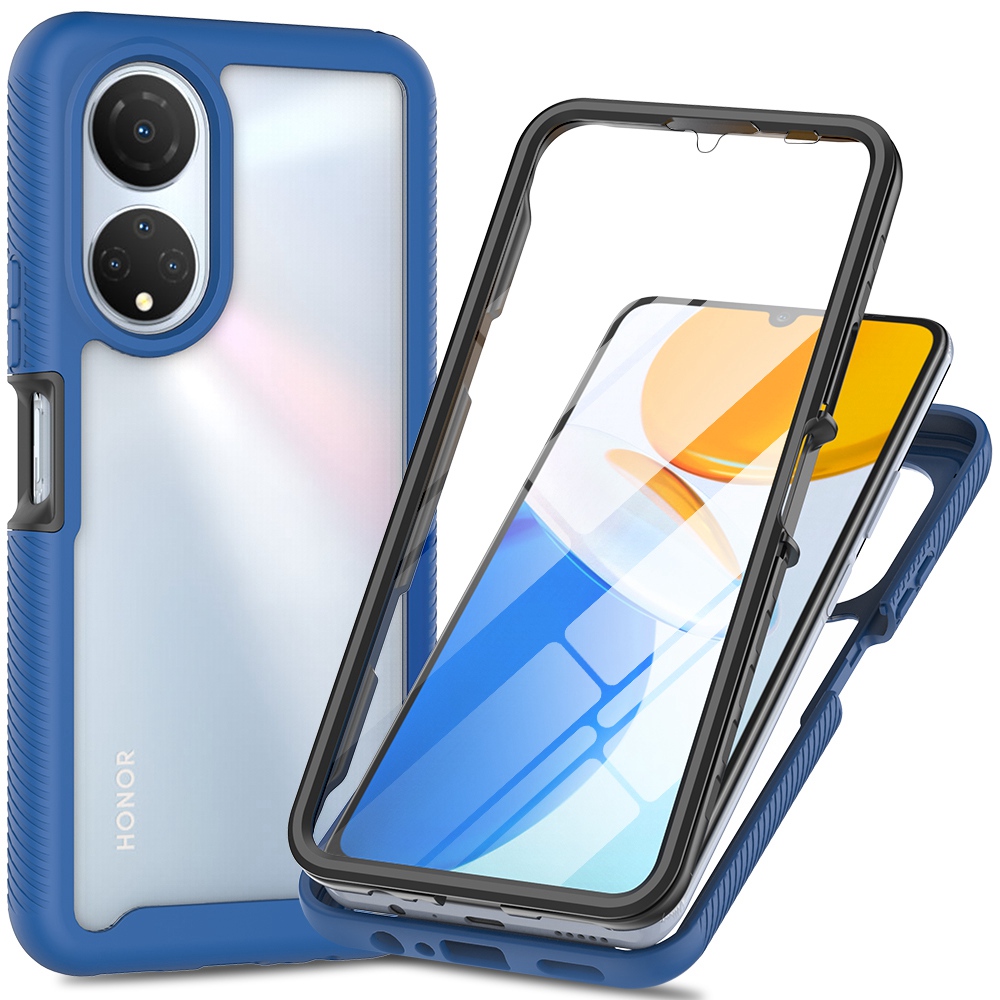 

PC + TPU + Pet-bildschirmschutzhülle Für Honor X7, Allround-schutzhandyabdeckung - Dunkelblau, Honor X7