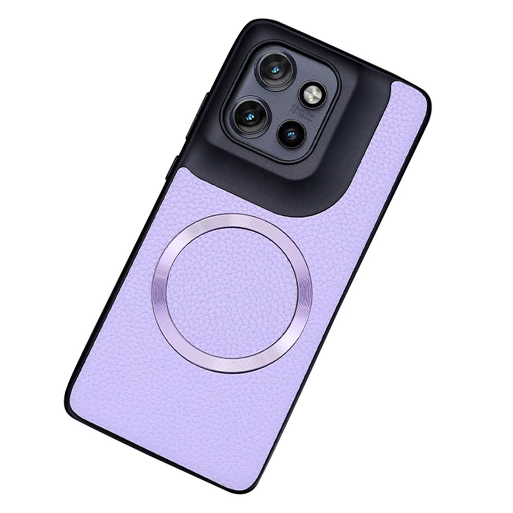 For Motorola Edge 60 Neo 5G / Edge 50 Neo 5G / Moto S50 5G / ThinkPhone 25 5G Magnetic Case Litchi Texture PU Leather+TPU Phone Cover - Light Purple