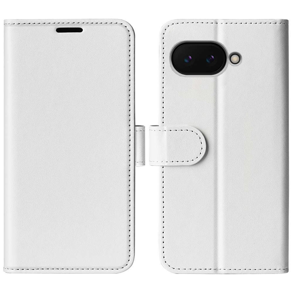 For Google Pixel 9a Wallet Case Crazy Horse Texture Stand Leather Phone Cover - White