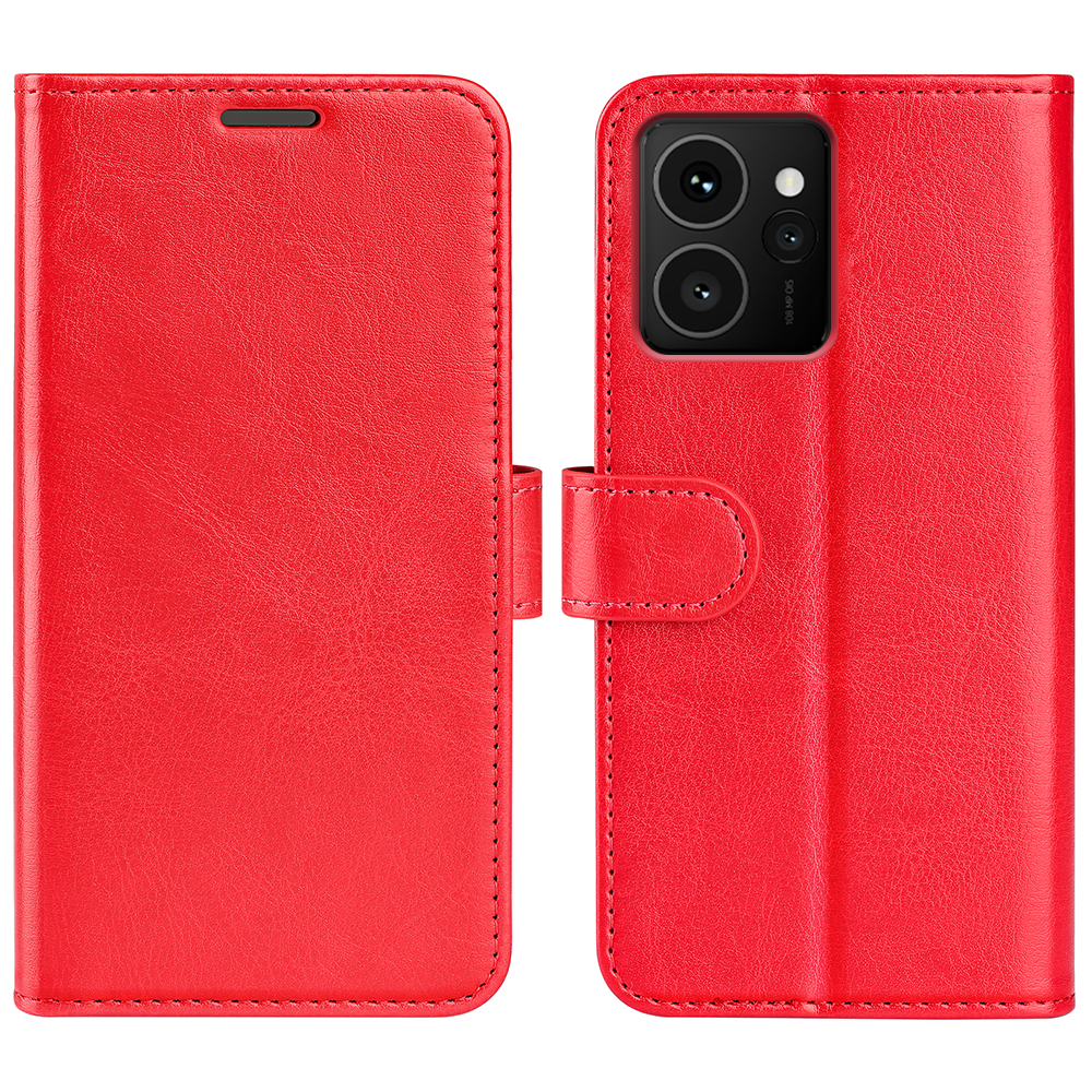 For HMD Skyline Wallet Case Crazy Horse Texture Stand Leather Phone Cover - Red
