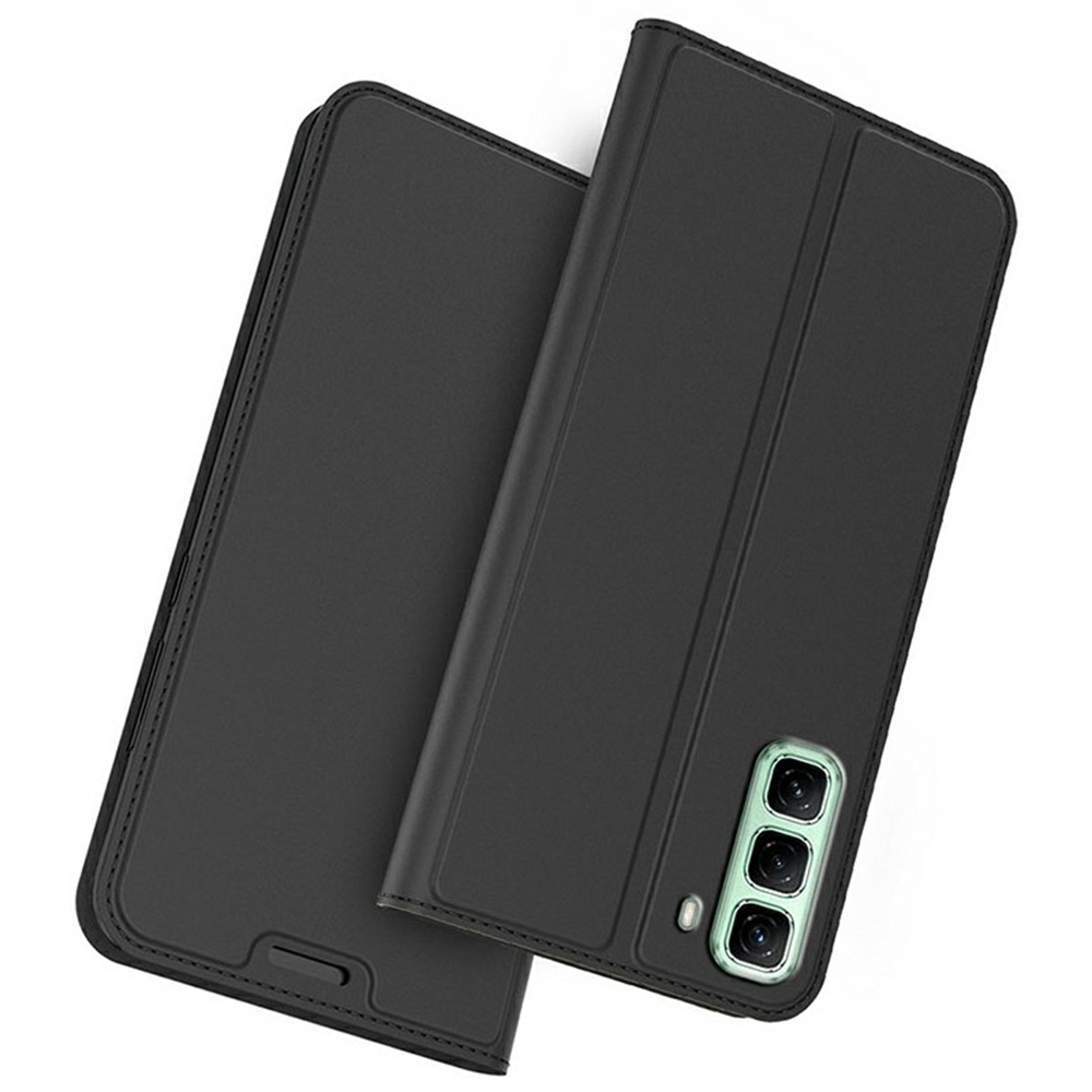 For Infinix Hot 50 4G Case PU Leather Phone Cover with Card Holder Stand Magnetic Closure - Black