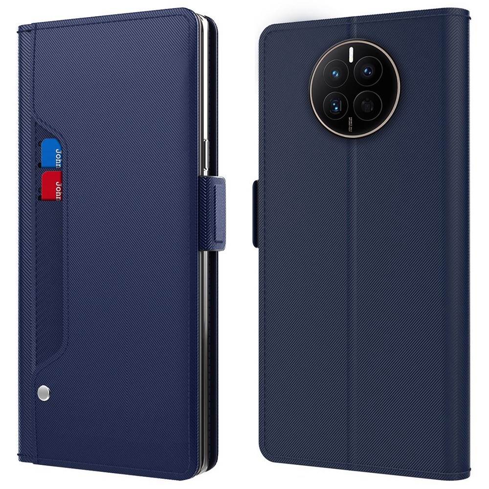 

Für Huawei Mate 50 Pro 4G Drop-sof-pu-leder-telefon-hülle-ständer Magnetic Flip Phone Cover Mit Inside Make-up Spiegel - Blau, Huawei Mate 50 Pro 4G