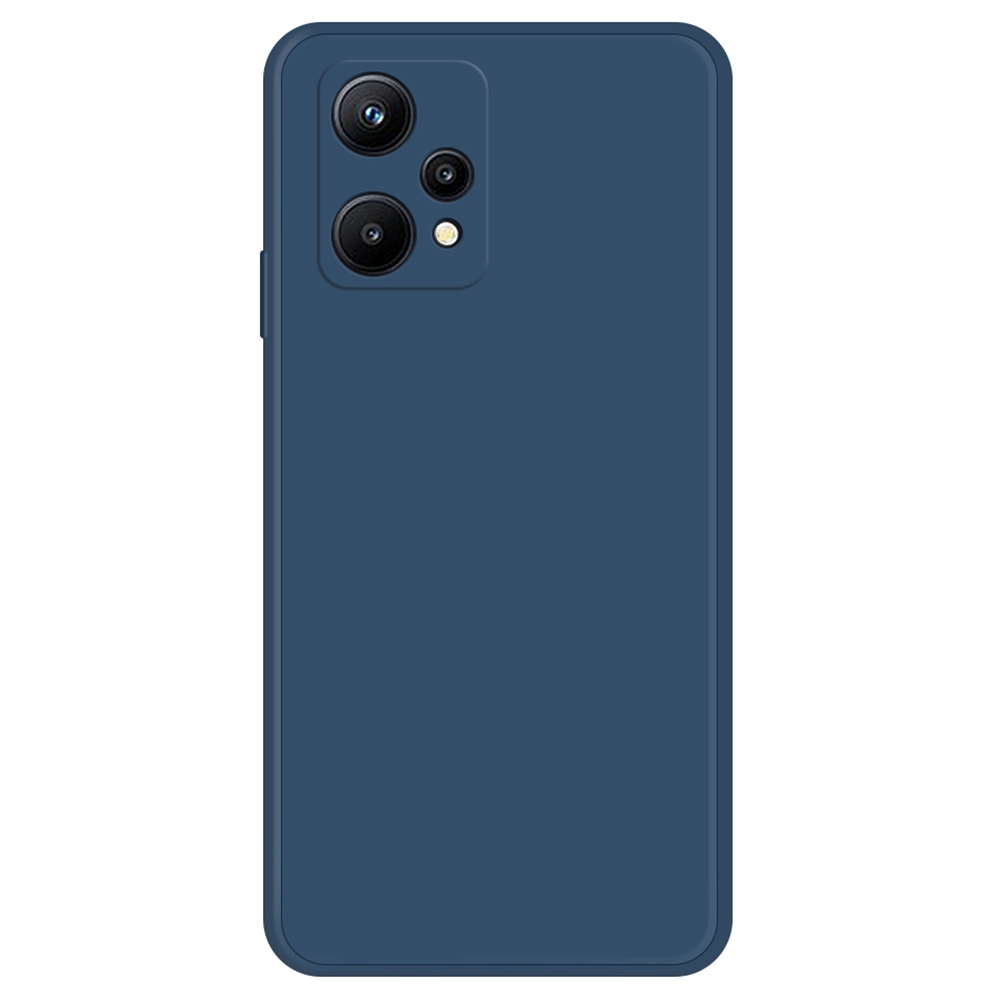 

Für Realme V25 / 9 Pro 5G Gummized Tpu+mikrofaserfutter Telefonhülle Gerade Kantenrückseite Abdeckung - Dunkelblau, Realme V25