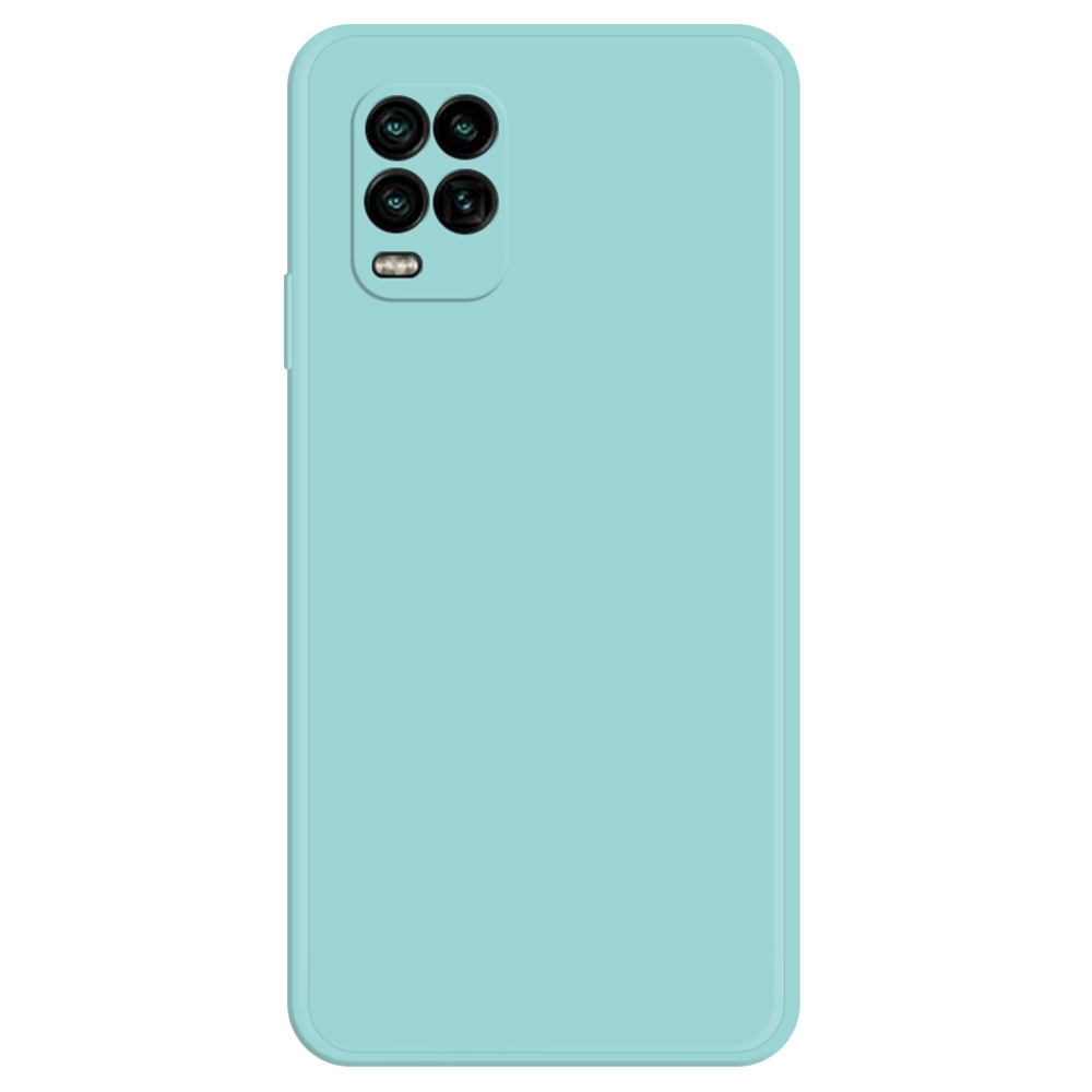 

Für Xiaomi Mi 10 Lite 5G Mobile Guard Hülle, Gummierte Tpu+mikrofaserfutter Gerade Kantenrückzugabdeckung - Cyan, Xiaomi Mi 10 Lite 5G