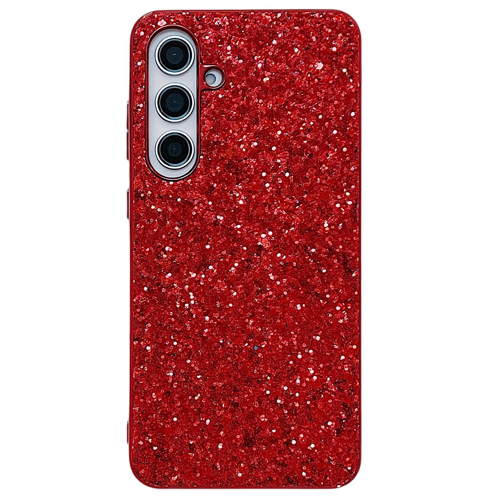 For Samsung Galaxy S24 FE Case TPU + PC Sparkling Glitter Phone Back Cover - Red