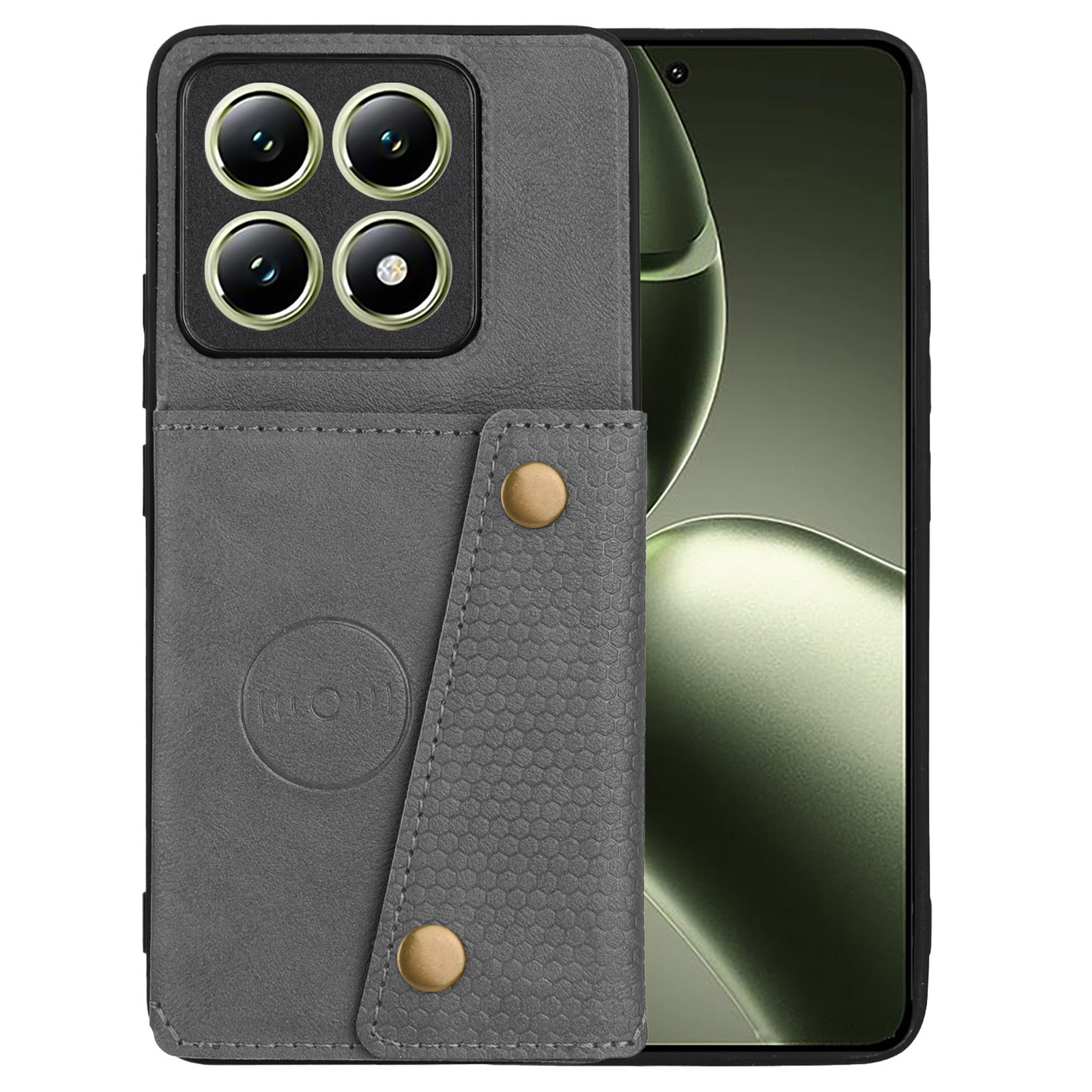 For Xiaomi 14T Case Card Slots Kickstand Leather + TPU Phone Cover - Grey