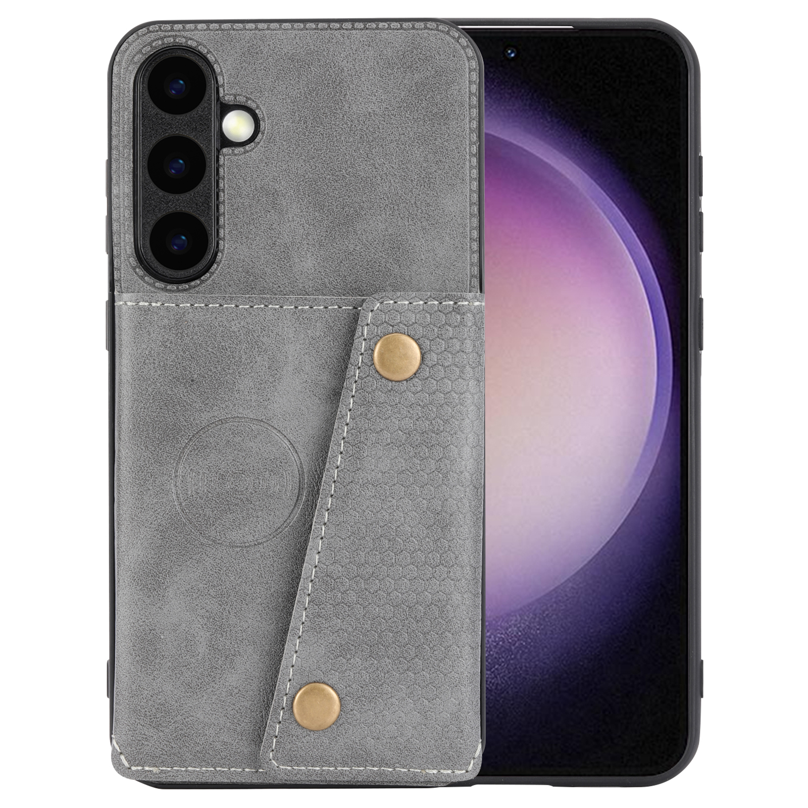 For Samsung Galaxy S25 Case Card Slots Kickstand Leather + TPU Phone Cover - Grey