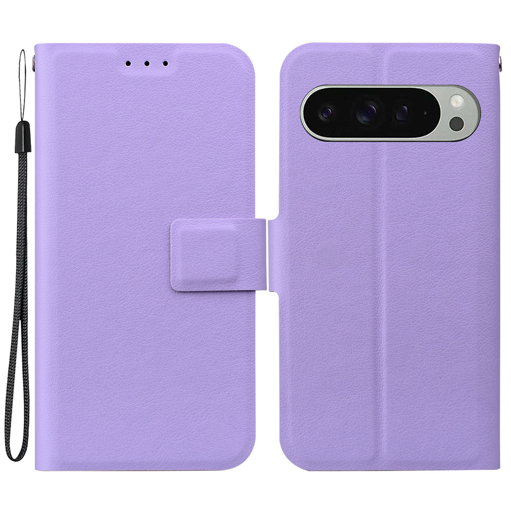 For Google Pixel 9 Pro  /  Pixel 9 Case Ultra-Thin PU Leather + TPU Phone Cover with Card Slot - Purple