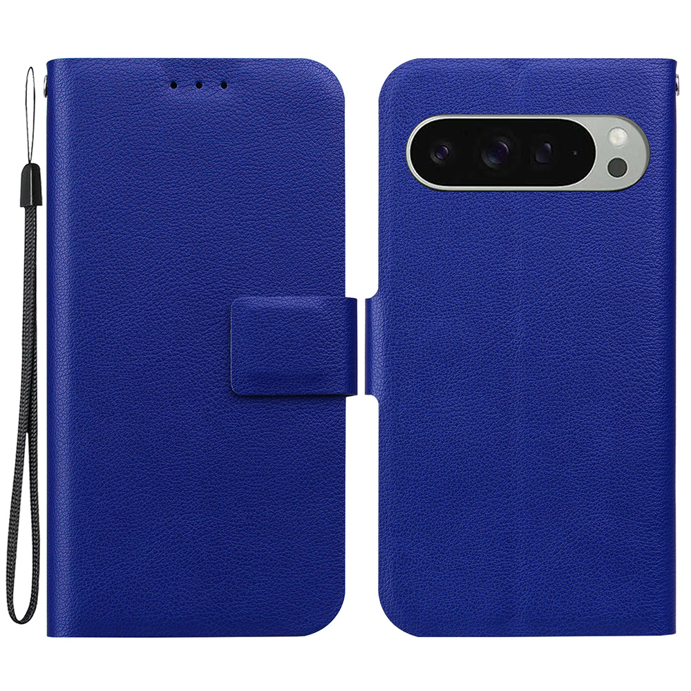 For Google Pixel 9 Pro  /  Pixel 9 Case Ultra-Thin PU Leather + TPU Phone Cover with Card Slot - Blue