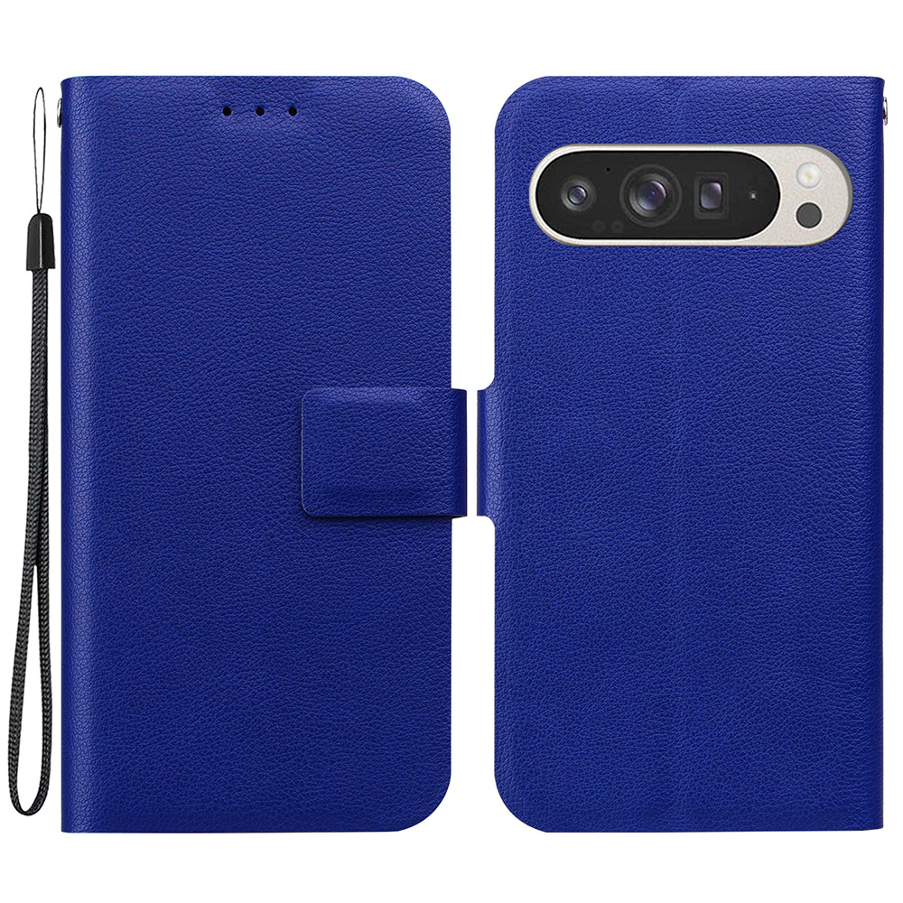 For Google Pixel 9 Pro XL Case Ultra-Thin PU Leather + TPU Phone Cover with Card Slot - Blue