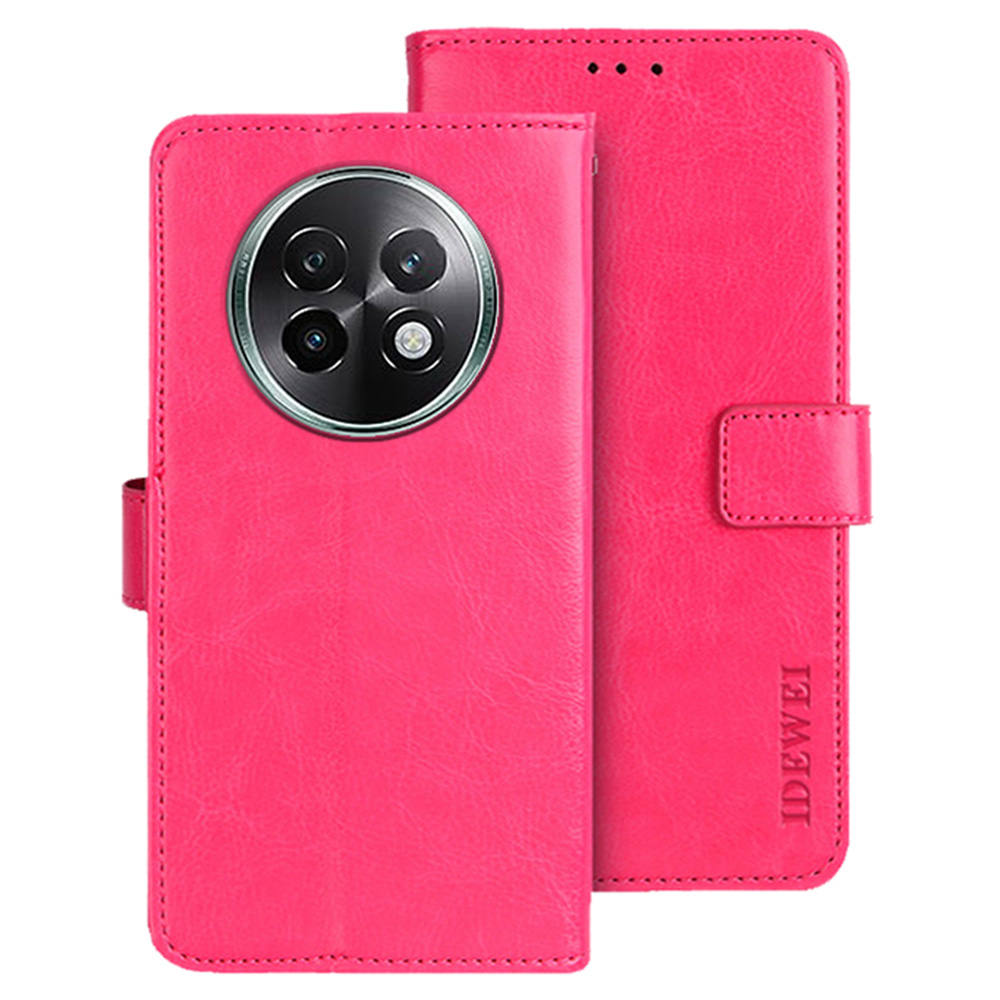 IDEWEI For Realme Realme 13+ 5G / 13 Pro 5G (China) Stand Case Crazy Horse Texture Leather Phone Cover - Rose