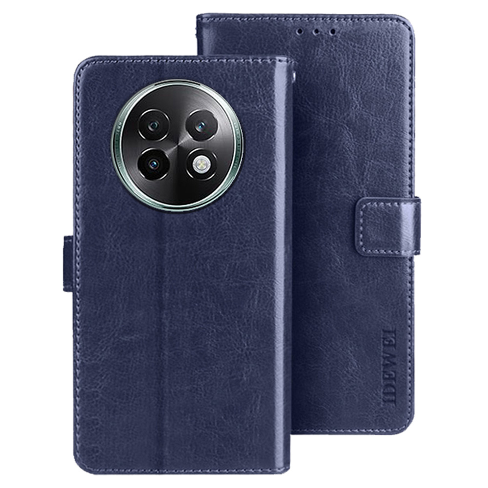 IDEWEI For Realme Realme 13+ 5G / 13 Pro 5G (China) Stand Case Crazy Horse Texture Leather Phone Cover - Dark Blue