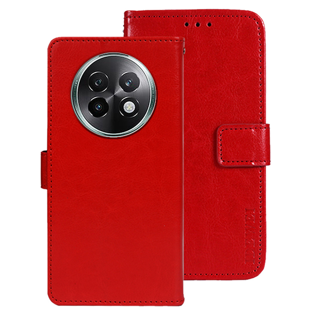 IDEWEI For Realme Realme 13+ 5G / 13 Pro 5G (China) Stand Case Crazy Horse Texture Leather Phone Cover - Red