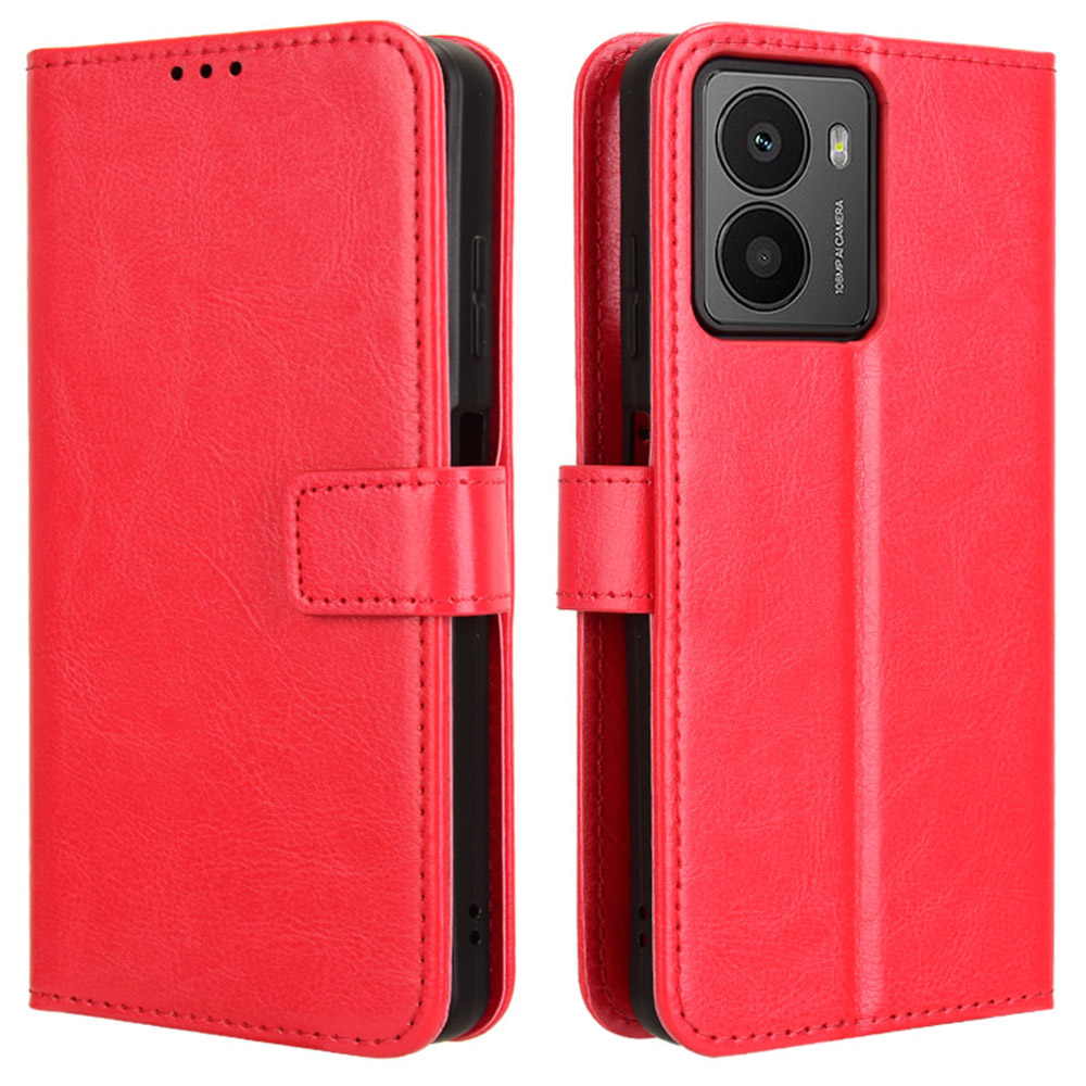For HMD Fusion 5G Case Crazy Horse Texture PU Leather Phone Wallet Cover - Red